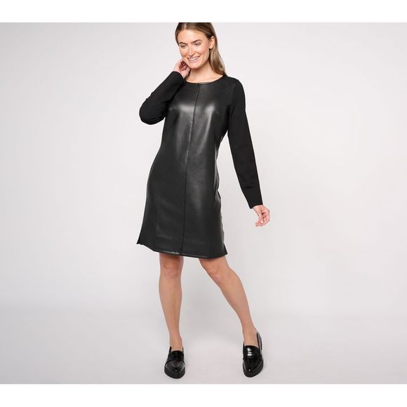 Belle by Kim Gravel Dresses & Skirts - Belle by Kim Gravel Women's Plus Sz Dress 2X Ponte Knit & Faux Black A617234